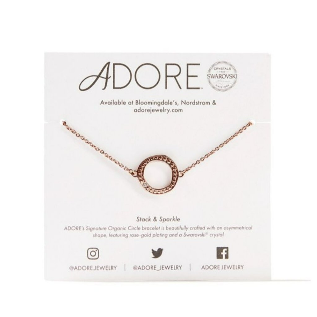 Nip Adore Rose Gold Organic Stack Sparkle Swarovski Crystal Circle Bracelet 10$